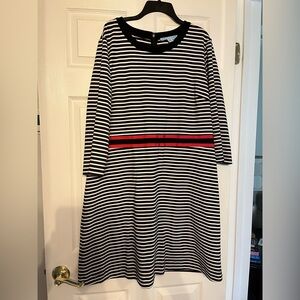Draper James Striped Black and White Dress with Red Accent